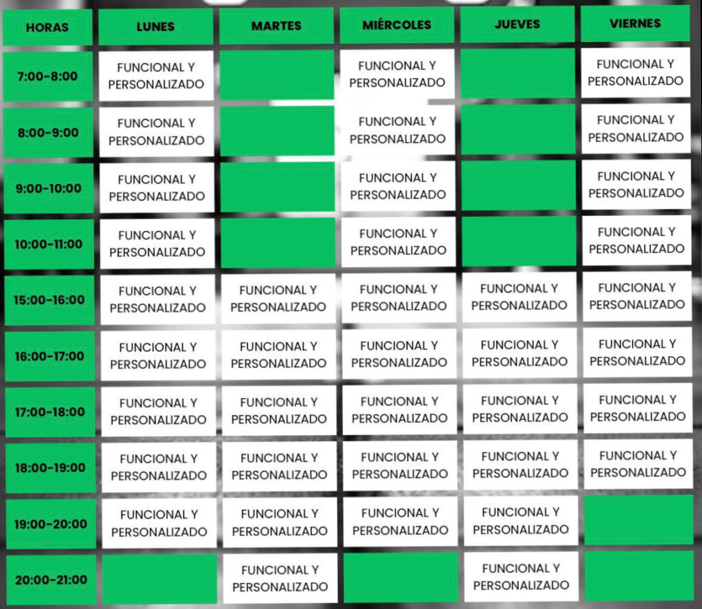 horario training max